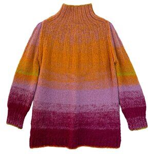 Anthropologie Perri Ombre Tunic Mock neck sweater fuzzy oversized knit Small